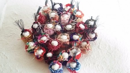 布ころ人形のストラップ集合写真